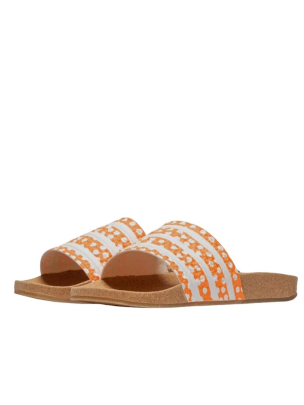 Adidas Women's Adilette Slide Sandal Sz 7 Orange+ White+Cork